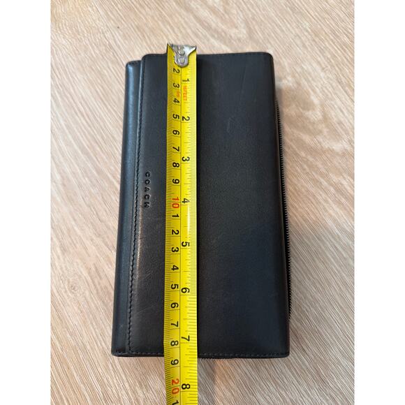Coach Black Leather Envelope Slim Skinny Flap Continental Snap Wallet Clutch - Picture 7 of 9